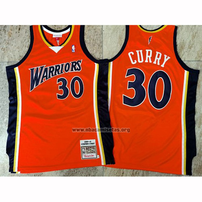 Camiseta Golden State Warriors Stephen Curry NO 30 Mitchell & Ness 2009-10 Naranja